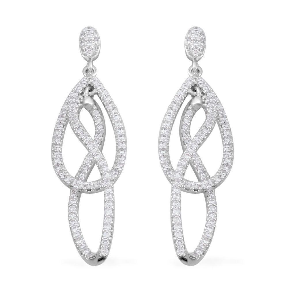 Earrings Simulated Diamond Drop Earrings Silvertone